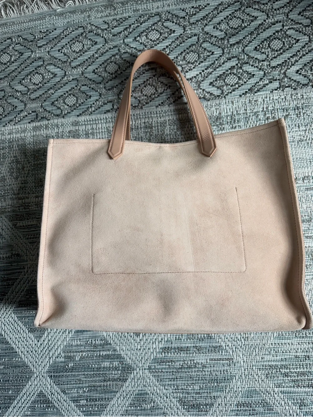 Balmain Medium Suede B-Army Tote in Neutral Rose